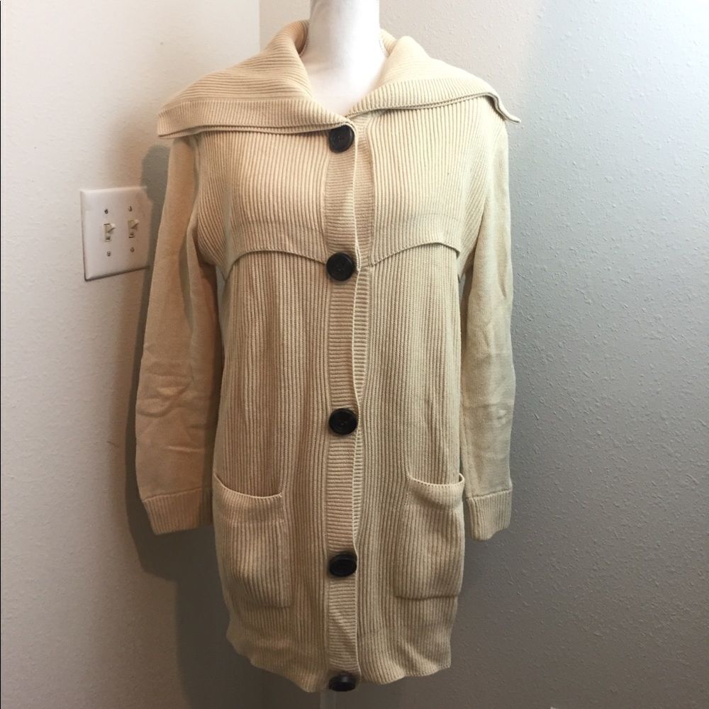 525 America Taupe Ribbed Button Down Cardigan